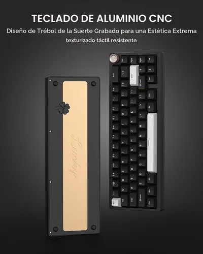 Vista 7 de Teclado mecánico inalámbrico Womier SK65 para juegos con perilla, teclado de aluminio del 60 por ciento para PC, Bluetooth 5.0/2.4GHz/USB-C