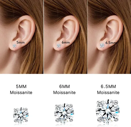 Vista 3 de KECHO Pendientes de tuerca de moissanite para mujer de 0,5 a 1 quilates de diamantes creados para hombre