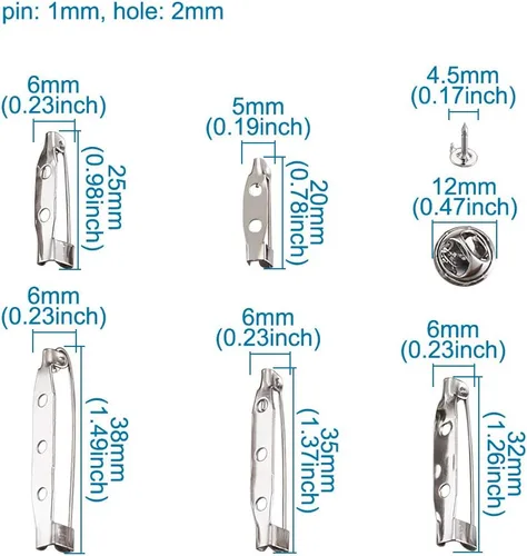 Vista 5 de KISSITTY 130 unidades/caja de 0.787 in, 0.984 in, 1.260 in, 1.378 in, 1.496 in, broches de seguridad con 20 juegos de pines de solapa