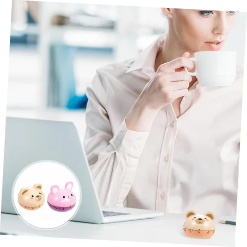 Vista 8 de 2pcs Cartoon Kitchen Countdown Timer Mechanical Food Preparation Timer Cute Bear Rabbit Design for Baking Cooking Egg Boiling Home Use