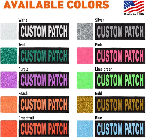 Vista 2 de Dogline Parche personalizado con letras con brillantina para perro, chaleco, arnés o collar, parches personalizables con texto brillante Azul