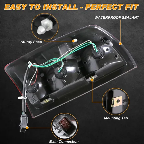 Vista 3 de Conjunto de Luces Traseras Compatible con 2002-2006 Dodge Ram 1500 2500 3500 Pickup, Tipo Halógeno NO LED, Modelo para Conductor y Acompañante