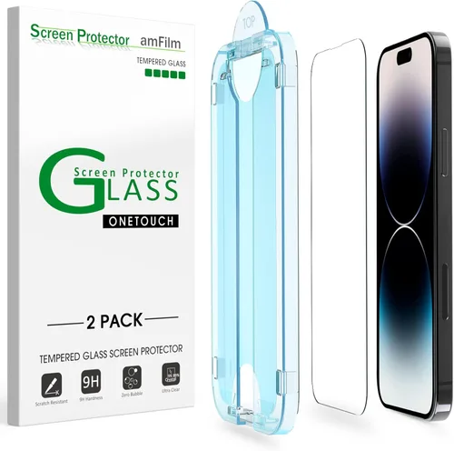 Vista 7 de amFilm OneTouch - Protector de pantalla para iPhone 12 Pro Max (6.7 pulgadas, 2020) con kit de fácil instalación, vidrio templado, paquete de 2