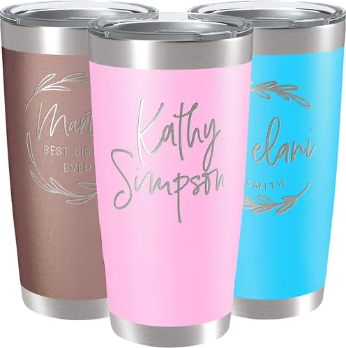 Vista 25 de Vasos personalizados, vaso de acero inoxidable de 20 onzas con tapa 13 diseños diferentes Tazas personalizadas de doble pared aisladas para café
