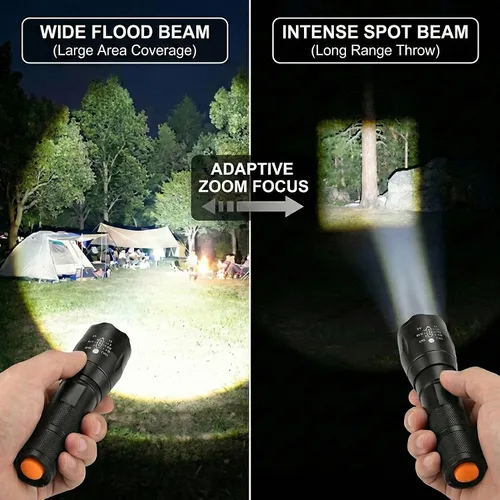 Vista 4 de Linterna LED de alto lúmenes, linternas para camping, senderismo, pasear perros, potentes linternas de emergencia con 5 modos para uso al aire