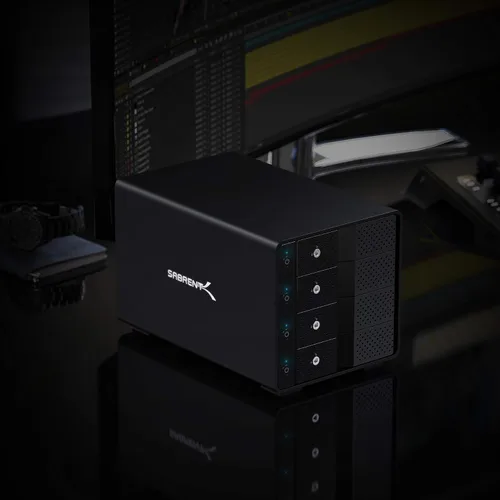 Vista 4 de SABRENT - Carcasa para disco duro USB-C de 4 bahías, estación de acoplamiento (DS-SC4B)