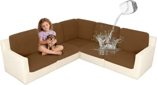 Vista 25 de ALIECOM Fundas 100% impermeables para sofá seccional esquinero en forma de L, fundas de cojín de jacquard elásticas para mascotas y perros