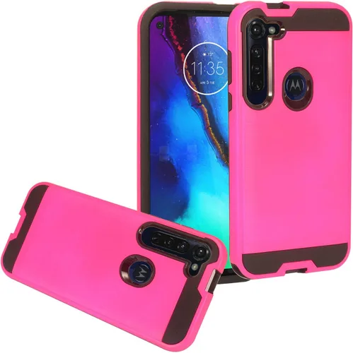 Vista 10 de Para Motorola Moto G Stylus XT2043, Moto G Power XT2041 (versión 2020) - Funda híbrida de estilo cepillado - CS3 Azul