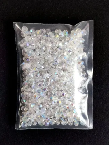 Vista 5 de SCARA Beads 1.8 oz (1.76 oz, cca 600pcs) Cuentas de vidrio checo facetadas redondas 0.157 in Crystal AB