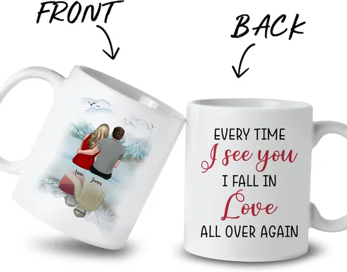 Vista 2 de Gossby Taza para parejas, regalo personalizado para pareja, marido, esposa, novio, novia con diseño, nombre, San Valentín, boda, aniversario, regalo