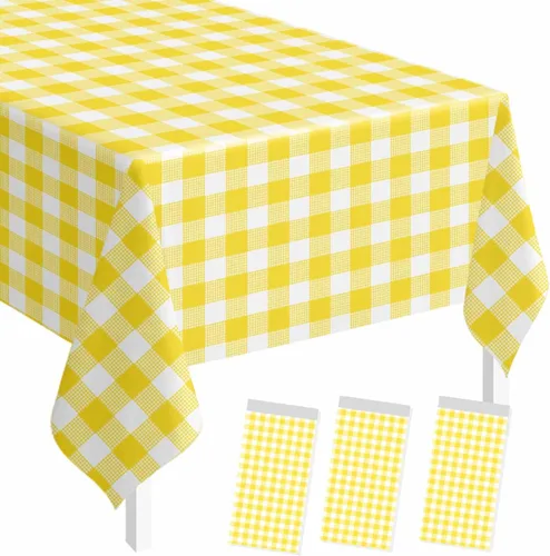 Vista 24 de SietDESEO - Paquete de 2 manteles a cuadros azul y blanco, 54 x 108 pulgadas, mantel premium desechable de plástico para picnic, diseño gingham