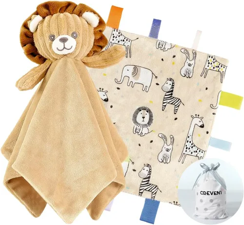Vista 25 de CREVENT Manta de seguridad facial de animales de felpa suave para niños y niñas, gran regalo para cumpleaños, baby shower (perro azul + etiqueta)