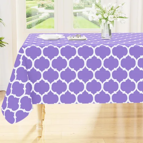 Vista 44 de Smiry - Mantel cuadrado de vinilo impermeable con respaldo de franela para mesas cuadradas, manteles de plástico lavables a prueba de derrames
