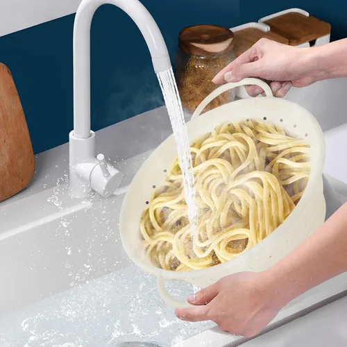 Vista 4 de Kkioiome Coladores y coladores, colador plegable de silicona para fregadero, 13 pulgadas, coladores y coladores para cocina, escurridor grande