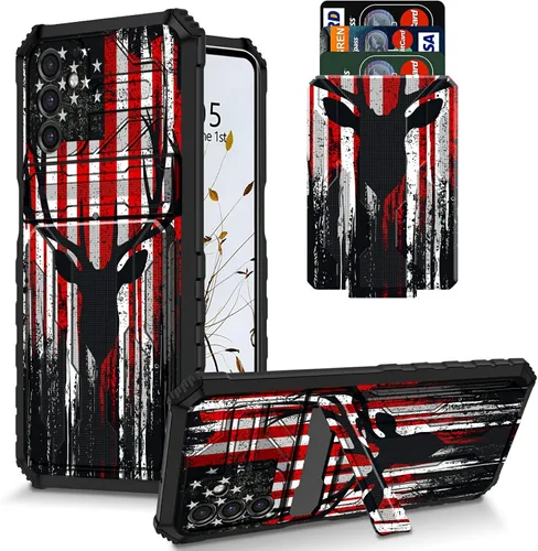 Vista 72 de Funda para Galaxy S21 FE 5G 2022 con soporte, funda de doble capa de policarbonato duro de TPU suave, estampado de vaca, estampado animal