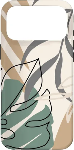 Vista 22 de Funda abstracta minimalista exótica para iPhone 16 Tropical Botanical Beige Brown