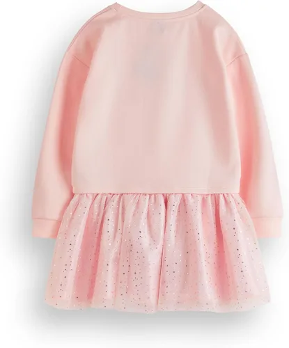 Vista 3 de Disney Princess Girls Sweater Dress Kids Sweatshirt with Sparkly Tulle Skirt in Pink Film Movie Merchandise Gift Children