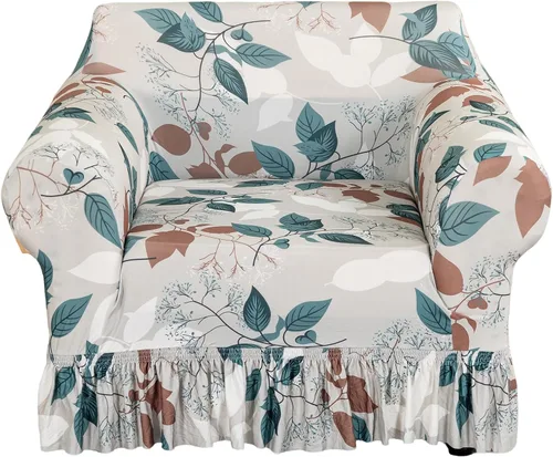 Vista 11 de FUANGUI Funda para Sofá de 1 Pieza, Funda Elástica para Sofá Estampada para Sofá de 3 Cojines con Falda Apta para Mascotas, Fundas de Sofá Lavables