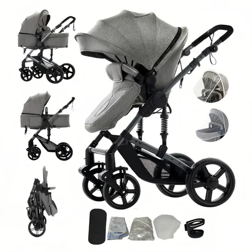 Vista 13 de Cochecito de bebé 2 en 1 con modo moisés, cochecito reversible, plegable con un solo clic, cochecito de viaje para recién nacido, cochecito