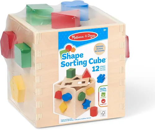 Vista 9 de Melissa & Doug Cubos de formas de Clasificación Clásico Juguete de Madera, Juguete de Desarrollo, Forma Fácil de Agarre, Construcción de Madera
