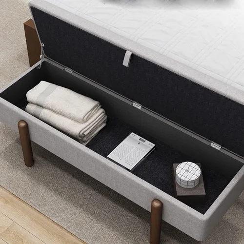 Vista 3 de Banco rectangular para dormitorio, extremo de la cama, con almacenamiento, taburete de extremo de cama para dormitorio, sala de estar, taburete