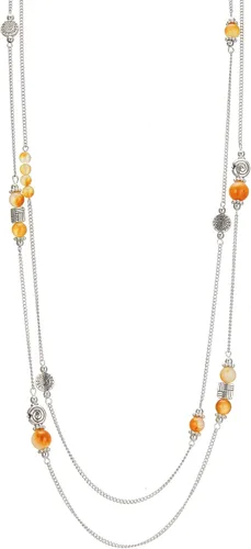 Vista 14 de BULINLIN Collar largo de plata en capas para mujer, collar de cadena de suéter con cuentas de piedra turquesa para mujer, joyería de disfraces