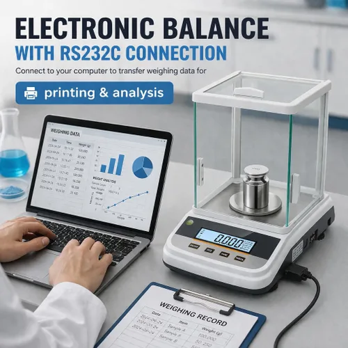 Vista 2 de Lab Analytical Balance - Báscula digital de precisión de 17.64 oz x 0.00 oz, con parabrisas e interfaz RS232, para laboratorios científicos