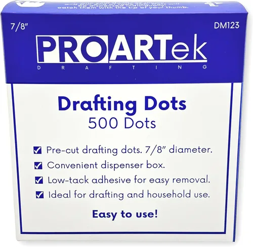Vista 4 de Proartek PK00027 Modelo DM123 puntos de dibujo; 500 puntos de dibujo de 7/8 pulgadas de diámetro; adhesivo de baja adherencia; fácil de quitar,