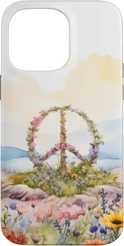 Vista 21 de Floral Peace Sign Watercolor Case for iPhone 17