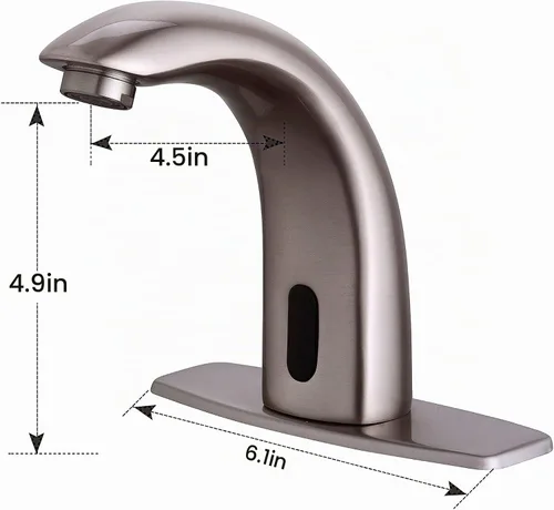 Vista 5 de Fryeer Llave para lavabo de baño, con sensor automático sin contacto, con placa de soporte., Plateado