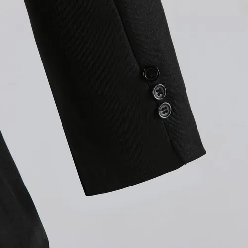 Vista 6 de Conjunto de traje ajustado de 2 piezas para hombre, talla grande, chaqueta de 2 botones y pantalones de vestir sólidos para negocios, boda, fiesta