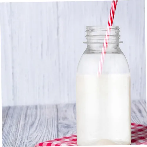 Vista 6 de Angoily 6pcs botellas de plástico pequeñas botellas de leche vacías reutilizables para almacenamiento de jugo