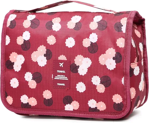 Vista 8 de Sechunk Neceser de maquillaje resistente al agua, bolsa de cosméticos organizador de viaje para accesorios, bolsa de viaje con gancho para colgar