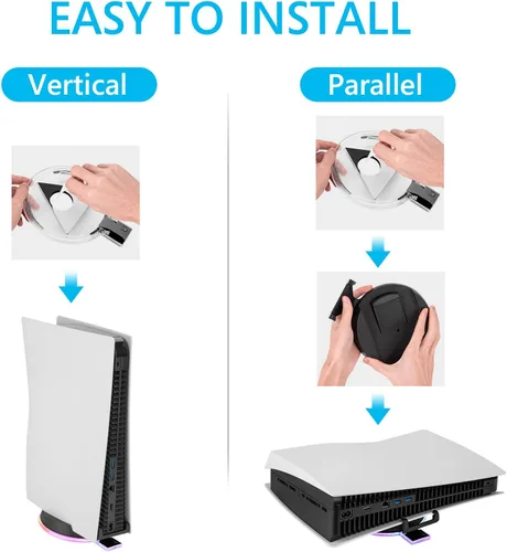 Vista 5 de Linkidea Soporte de consola LED RGB compatible con PS5, consolas Playstation 5, consola ajustable, accesorios de juego, base vertical con 4 modos