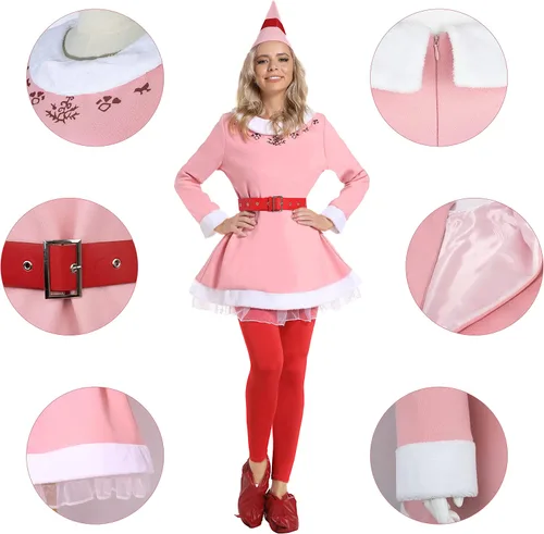 Vista 4 de Elf Costume for Women Christmas Cosplay Holiday Party Full Set