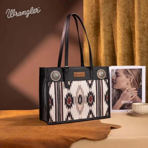 Vista 3 de Montana West Wrangler Aztec - Bolso de hombro de lona con asa superior para mujer