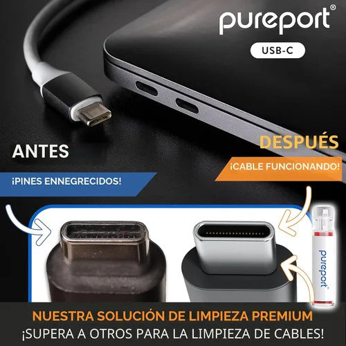 Vista 4 de Kit de Limpieza Multi-Herramienta PurePort USB-C Limpia, repara y restaura puertos USB C y cables de teléfono celular, tableta y portátil