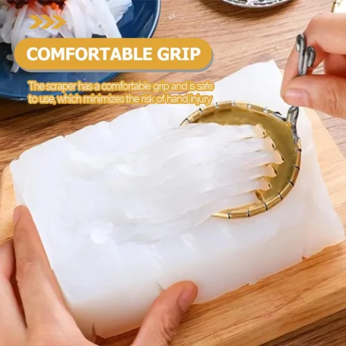 Vista 4 de DOITOOL Raspador de acero inoxidable herramienta de raspado de gelatina raspador de acero inoxidable, raspador de fideos fríos, rallador de queso
