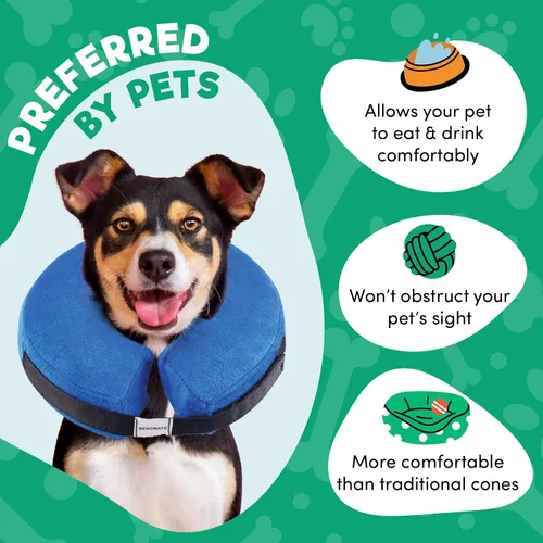 Vista 3 de BENCMATE - Cuello inflable y suave para perros, alternativa al collar isabelino, para gatos y perros pequeños, medianos y grandes, dona para Azul
