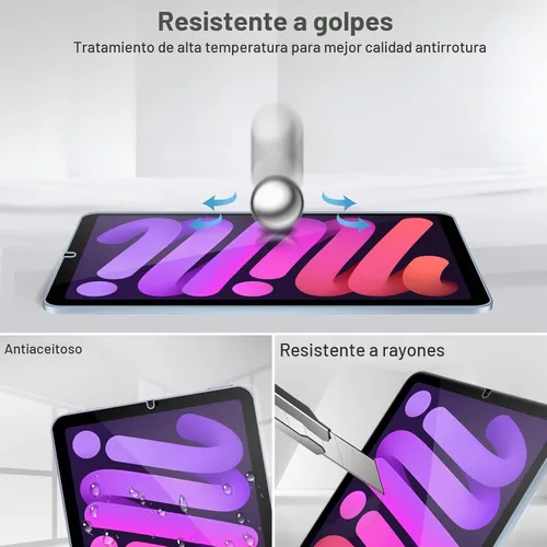Vista 7 de ProCase Paquete de 1 protector de pantalla para iPad Mini 7 (A17 Pro) 2024 y iPad Mini 6 2021 de 8.3 pulgadas, protector de película de vidrio