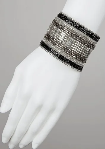 Vista 5 de SPUNKYsoul - Brazalete para mujer, acero inoxidable, NegroPlateado, cuff-bracelets-arc