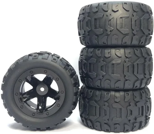 Vista 4 de NC Neumáticos de coche RC 1/16 1/12 1/14 modelo de montaje para 124019 para HBX 16889 124018, negro
