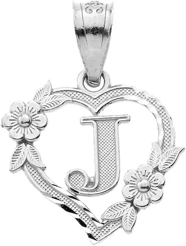 Vista 24 de Colgante de plata de ley con inicial de corazón para mujer, colgante de letra para mujer