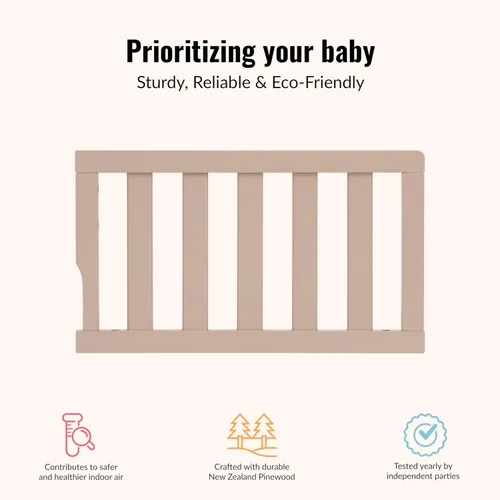 Vista 4 de Dream On Me baranda convertible para cuna de bebé con protección para niños, Mantequilla de Almendra