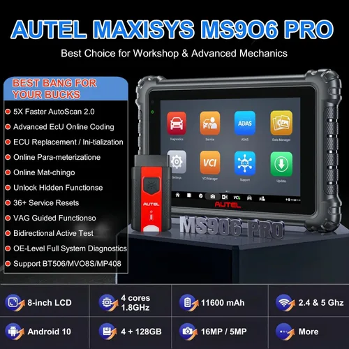 Vista 2 de Autel Escáner de diagnóstico MaxiSys MS906 Pro OBD2, codificación ECU, más de 3000 pruebas activas, servicio de más de 40 años, herramienta
