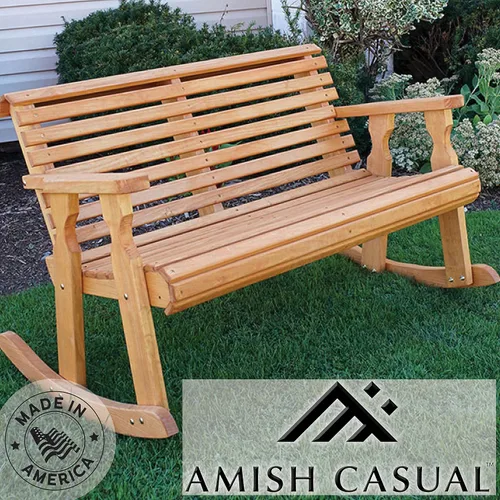 Vista 3 de Amish Casual Balancín doble tratado a presión resistente de 800 libras con portavasos (mancha de cedro)