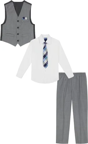Vista 2 de Nautica Conjunto de traje formal de 4 piezas para niños con chaleco, pantalones, camisa de vestir con cuello y corbata