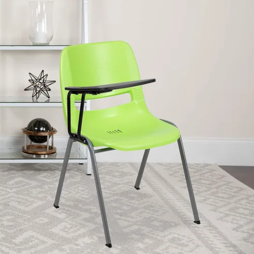 Vista 15 de EMMA + OLIVER Silla ergonómica negra con tableta abatible para zurdos - Escritorio con brazo para tableta Flip-Up Tablet Arm, Shell Seat