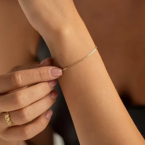 Vista 4 de Kyerlyn Pulseras de oro para mujer, juego de pulseras de oro de 14 quilates para mujer, delicada cadena de cuerda trenzada de espiga de espiga