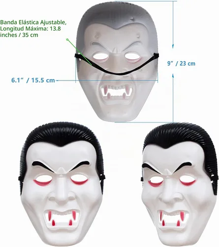 Vista 5 de Vamprie Drácula - Capa para disfraz de Halloween, capa larga reversible con cuello alto y accesorios Capa con máscara blanca